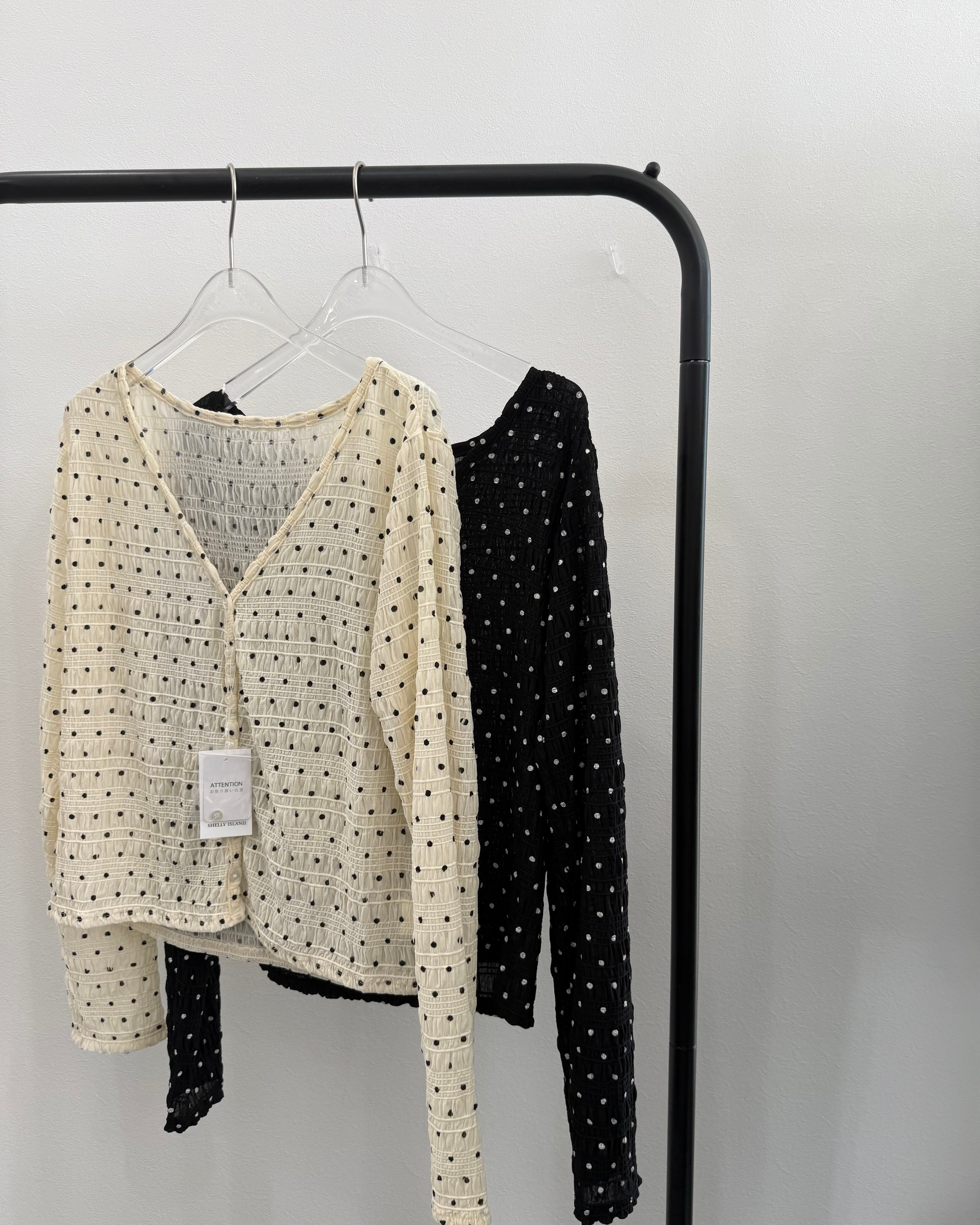 【新作アイテム送料無料】polka-dot shirred tulle cardigan