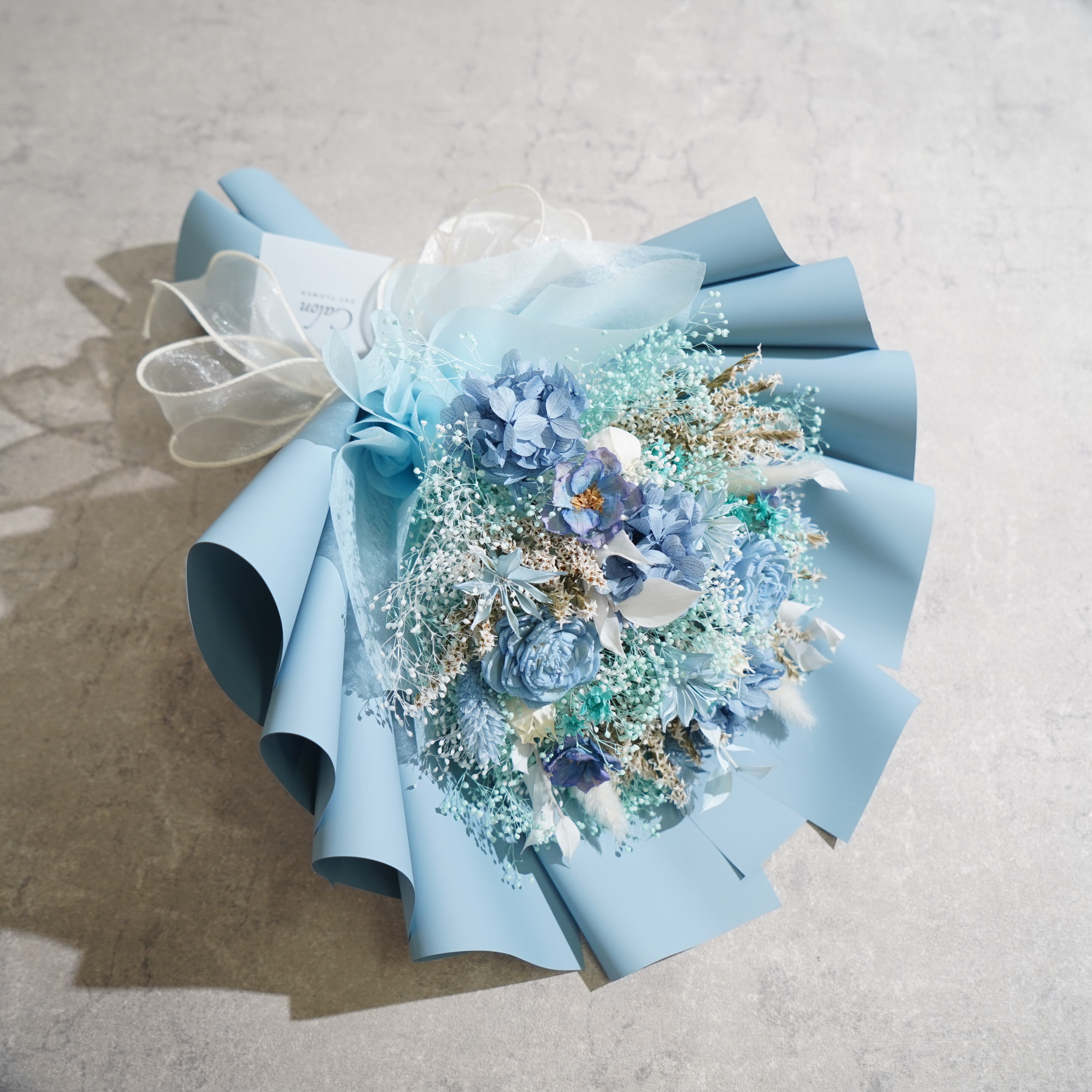 ドライフラワーの花束 Mサイズ ライトブルー M-444≪限定1点≫
