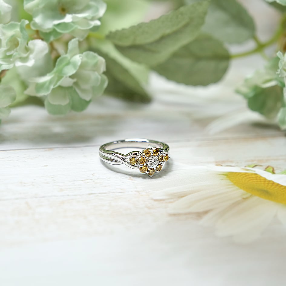 プラチナ pt900 リング　ダイヤモンド イエローダイヤモンド Pt900 プラチナ イエロー ダイヤモンド リング 11号