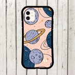 受注生産 iPhoneケース ピンク背景の惑星と月の星図｜天体図 STAR069C