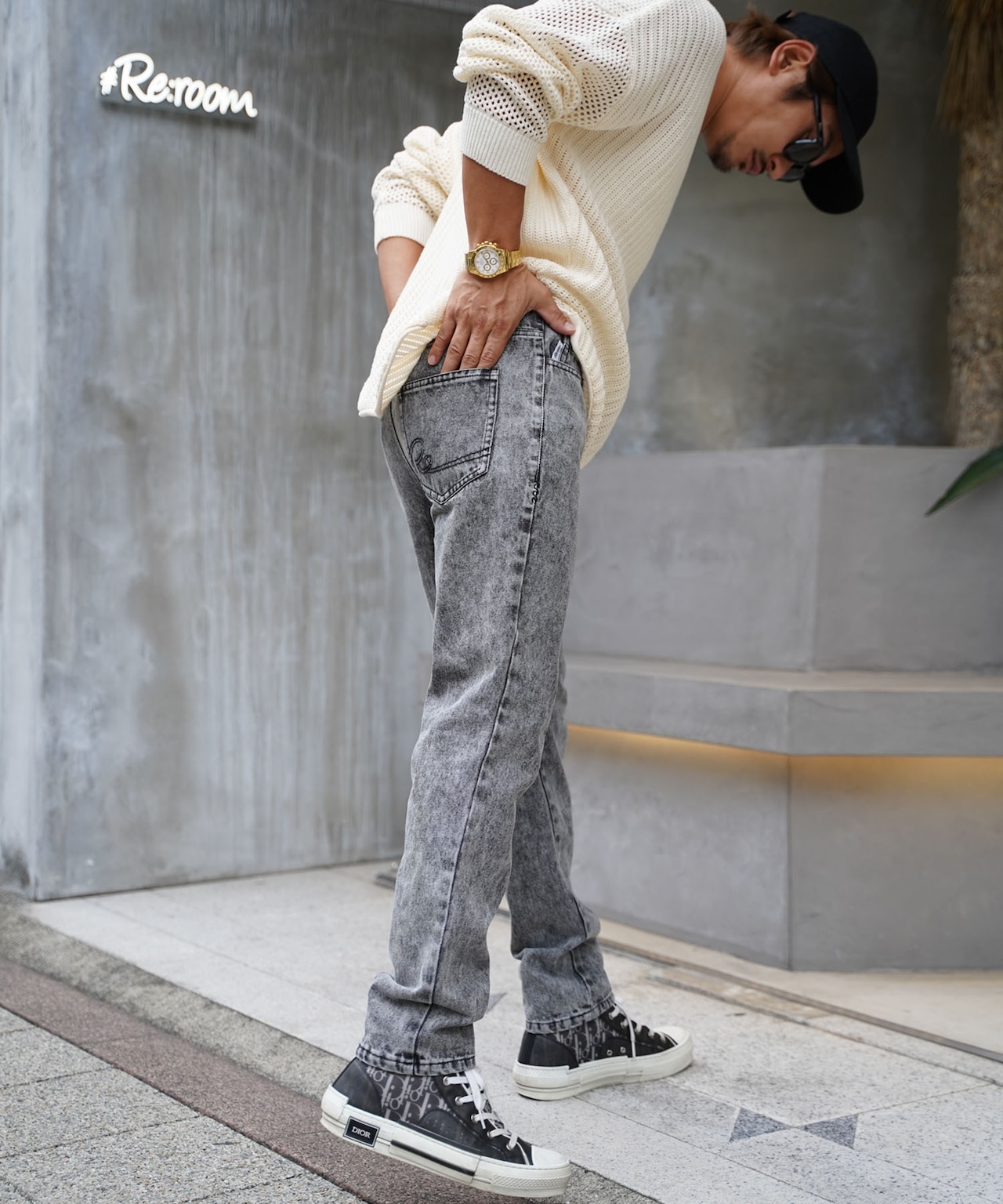 【#Re:room】CHEMICAL WASH TIGHT FIT STRAIGHT DENIM［REP225］