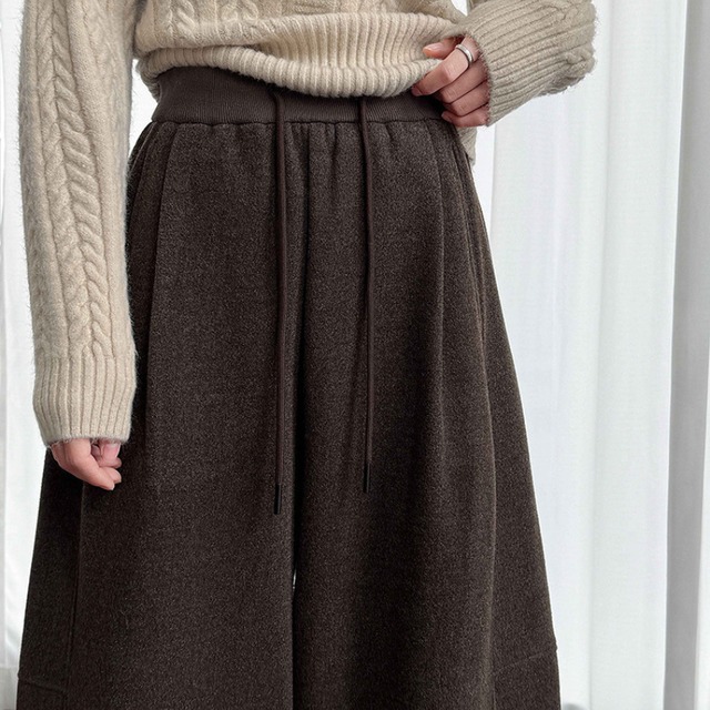 drawstring wide pants　J00381