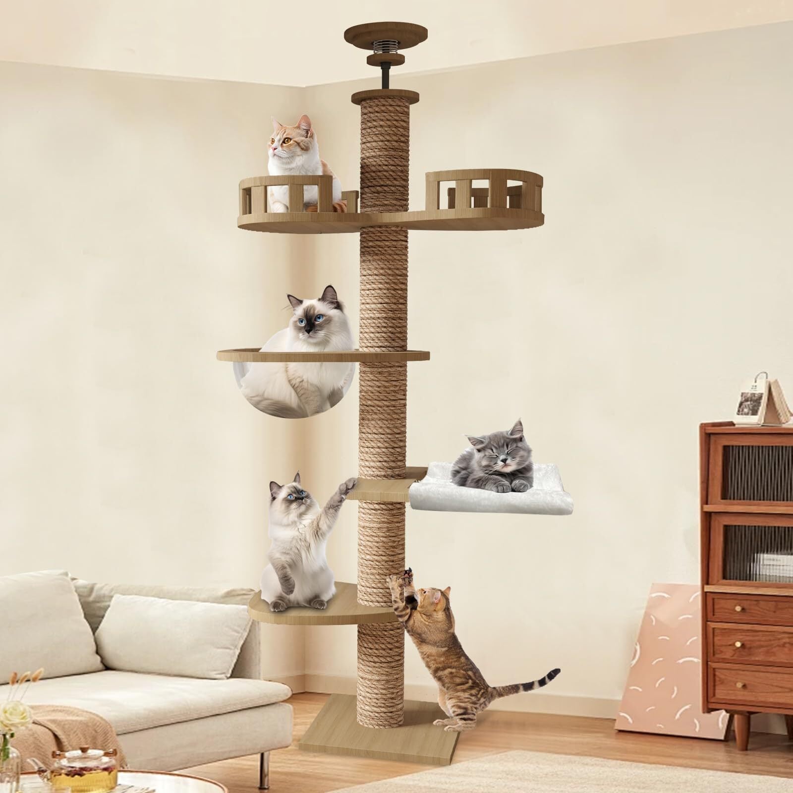 【在庫処分】CozyMeow キャットタワー 突っ張り 木製 キャットツリー 木 在庫処分】CozyMeow キャットタワー 突っ張り 木製 キャットツリー 木