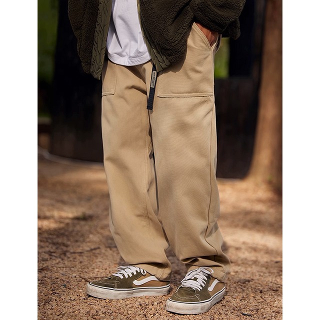 ★DESIGN POCKET STRAIGHT CASUAL WIDE PANTS A0509