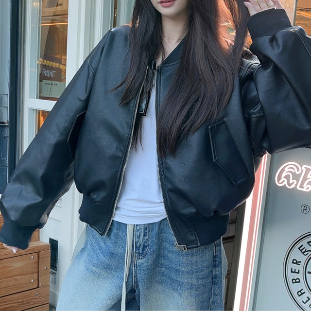 フェイクレザー ジップジャケット 00007