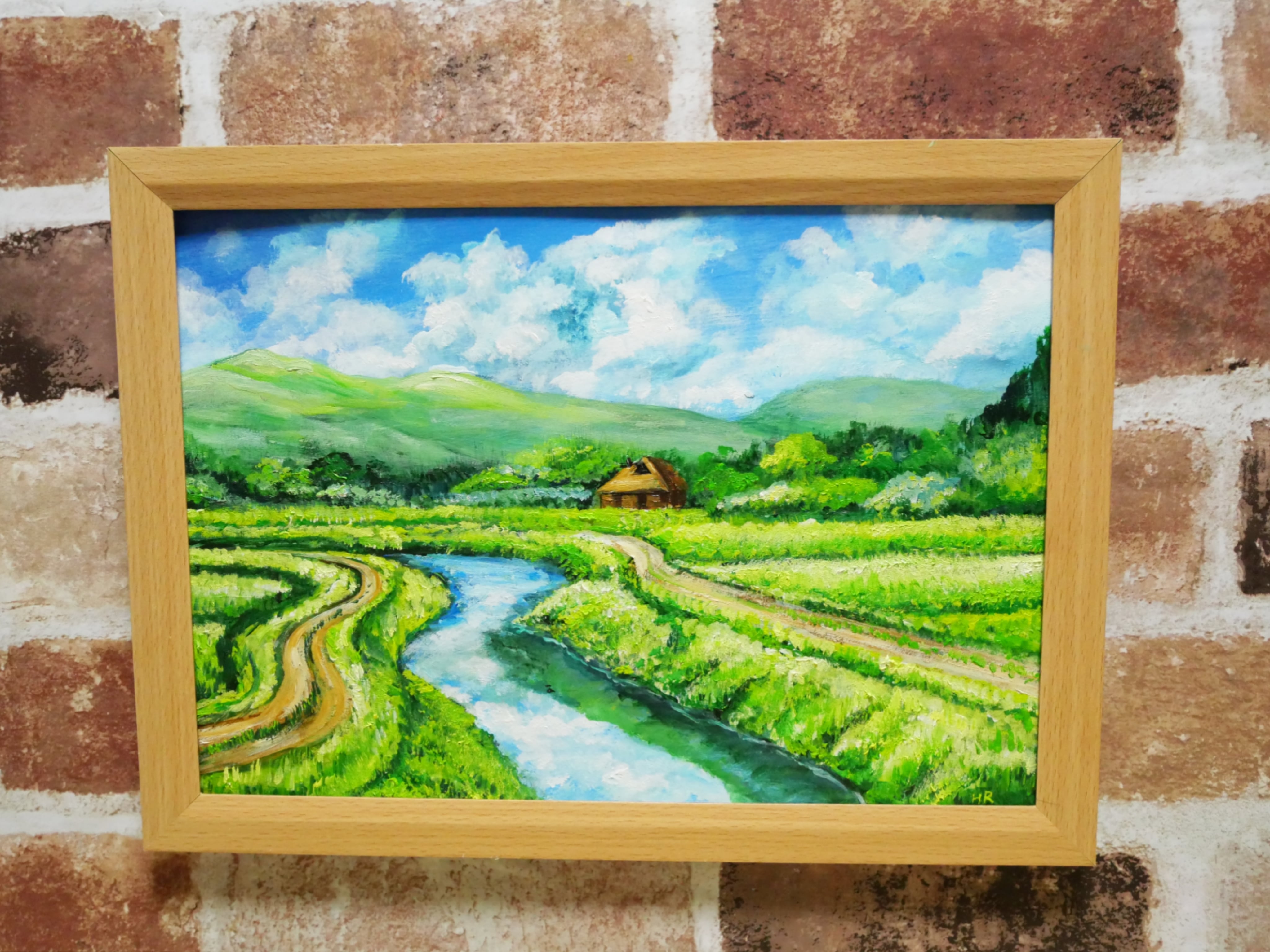 額縁付き日本田舎風景画 油絵 油絵 絵画 【田舎風景】 | HIROSHI1990
