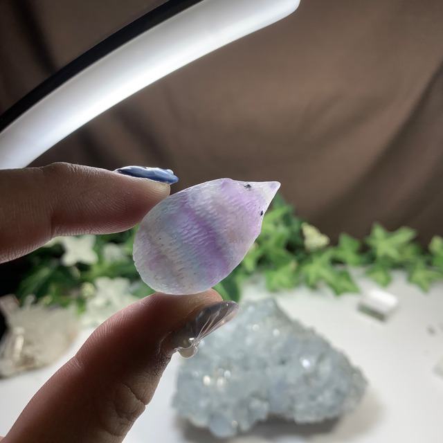 6.空色セレスタイトに住み着いているフローライトハリネズミさん