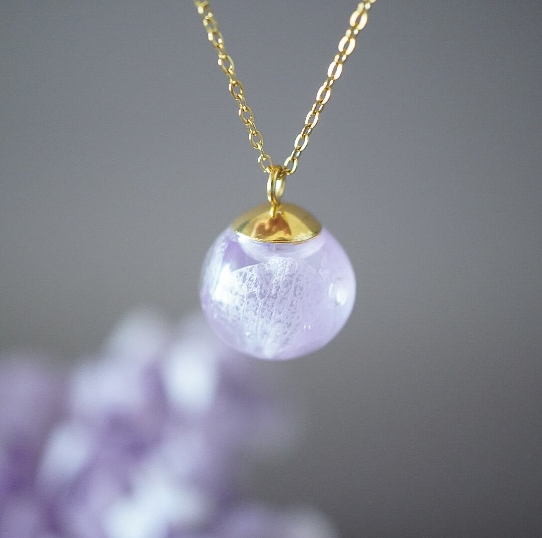 アジサイのハーバリウムネックレス(パープル) | hanataba