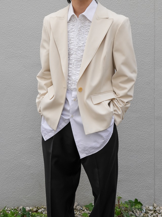 Vintage White Peak Lapel Tailored Jacket