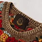 Karl Helmut カールヘルム 花柄刺繍 アルパカ混 ネップ ウールニット セーター サイズ M /ブラウン/メンズ/ピンクハウス