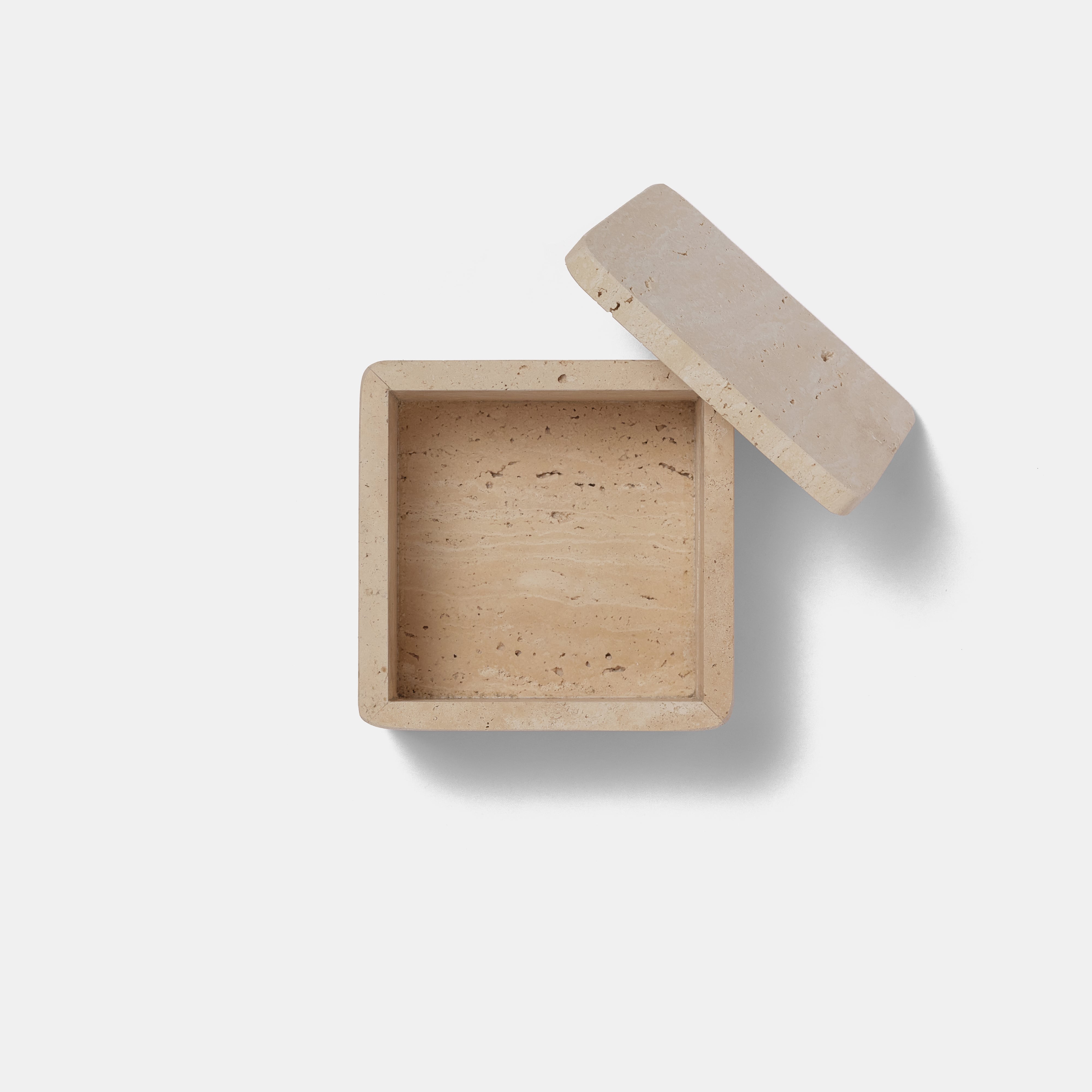 MARBLE SQUARE TRINKET BOX - Roman Travertine | 天然石トリンケット
