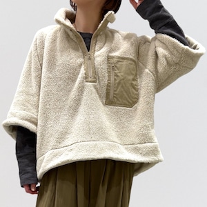 SHUKADO double-face boa half-zip pullover