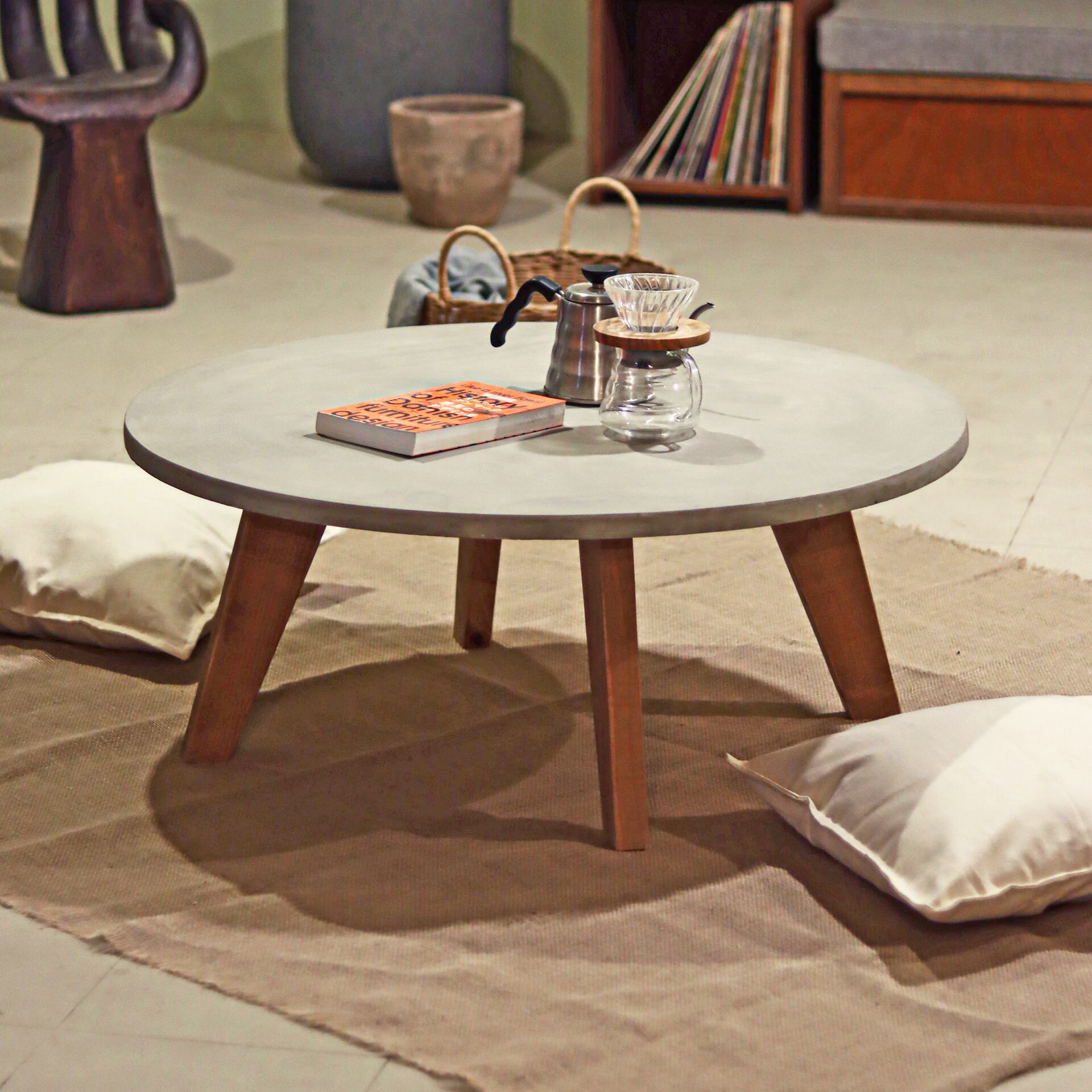 オーダー専用｜ラウンドテーブル｜ダークグレー｜Φ120cm｜薄塗り