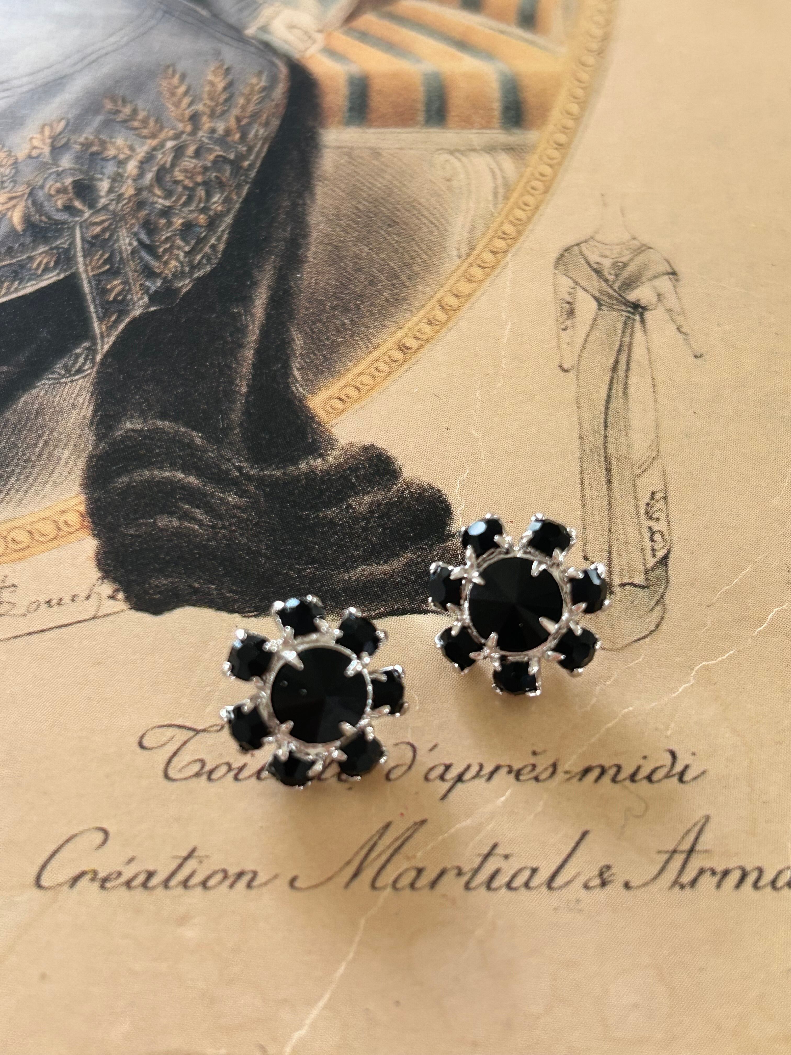 Japanese Vintage メタルボタン メタル×カボション シルバー× ブラック 17mm アクセサリーパーツ 装飾材