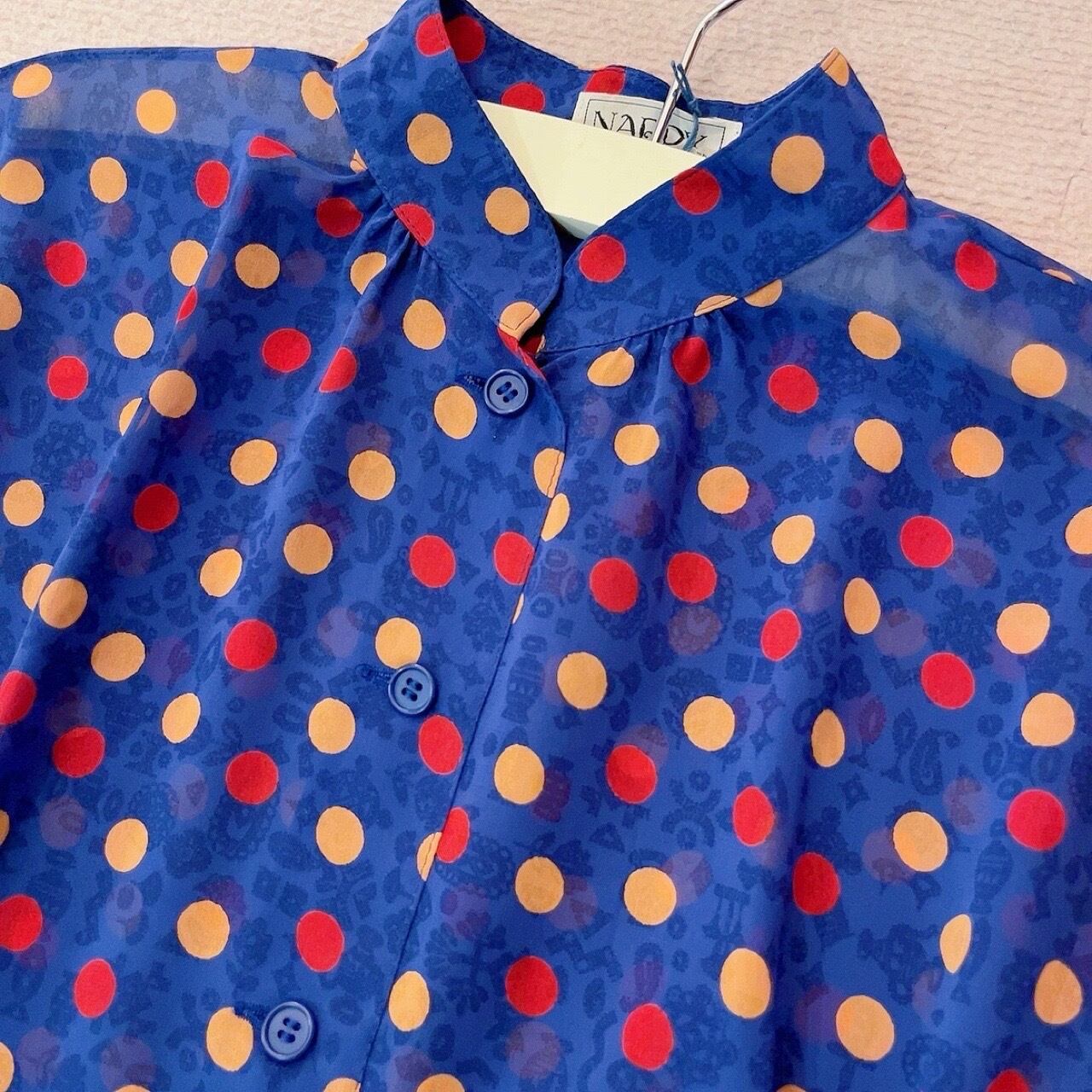 pop coin dot blue sheer one-piece