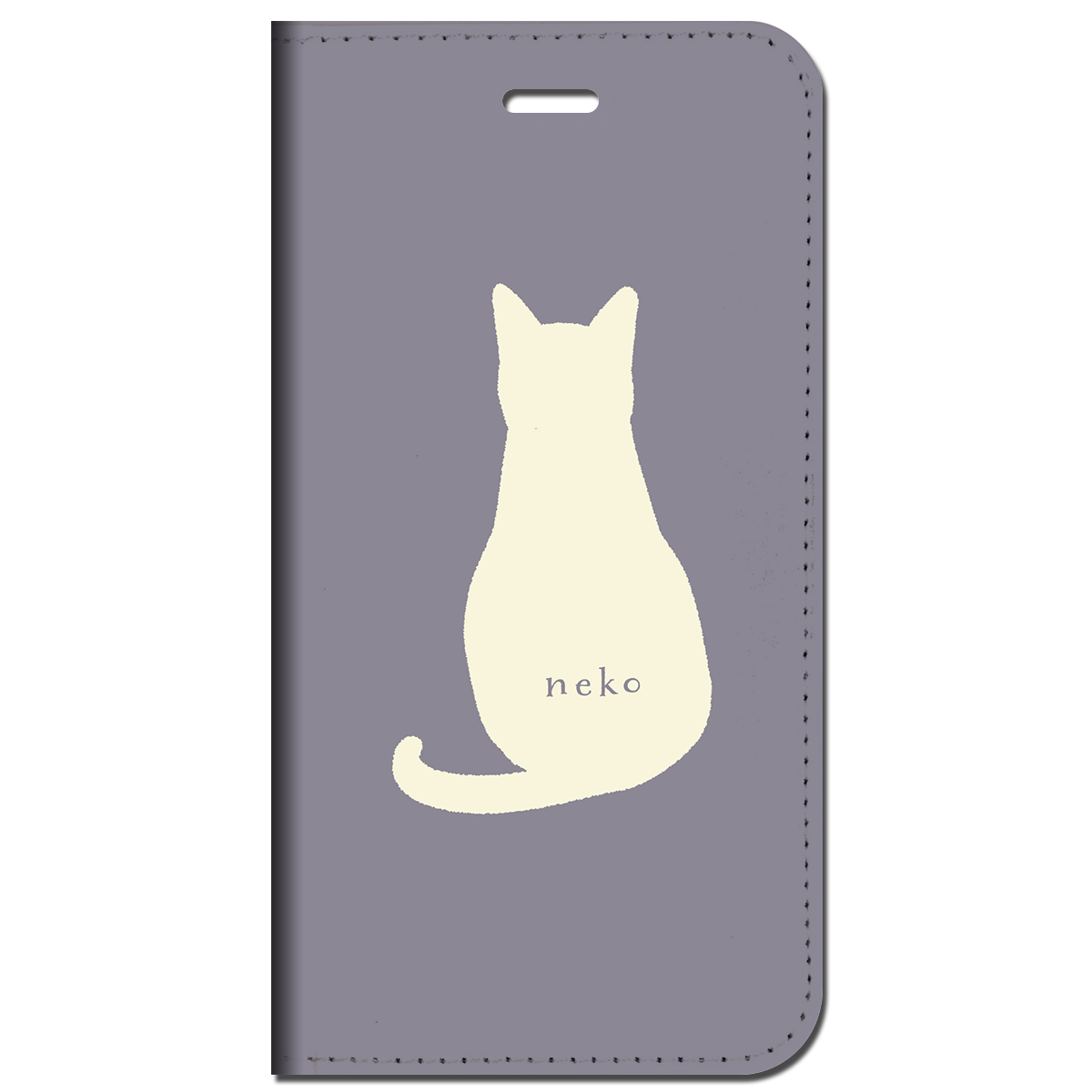 iPhone対応 スマホ 手帳型ケース ネコホワイト・パープル 動物 キュート 【iPhone17 / iPhone16 / iPhone16e / iPhoneSE 他 iPhone各機種対応】 st52