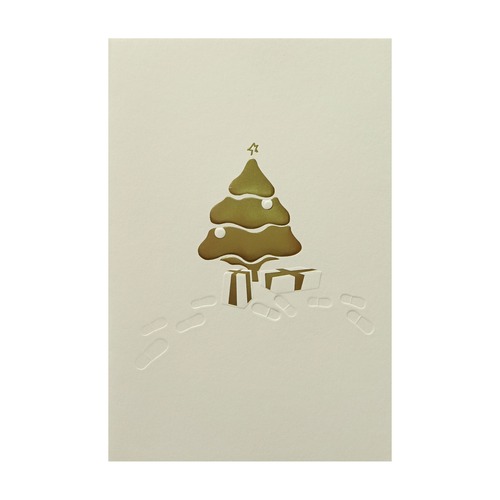 クリスマスカード ベルギー製 [FIRST CARDS] 銅版印刷 クリスマスツリーGOLD 2775