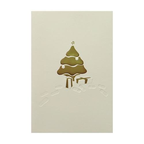 クリスマスカード ベルギー製 [FIRST CARDS] 銅版印刷 クリスマスツリーGOLD 2775