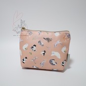 【UCHINOKOKAMO】かわいい猫のピンクのポーチ　舟形