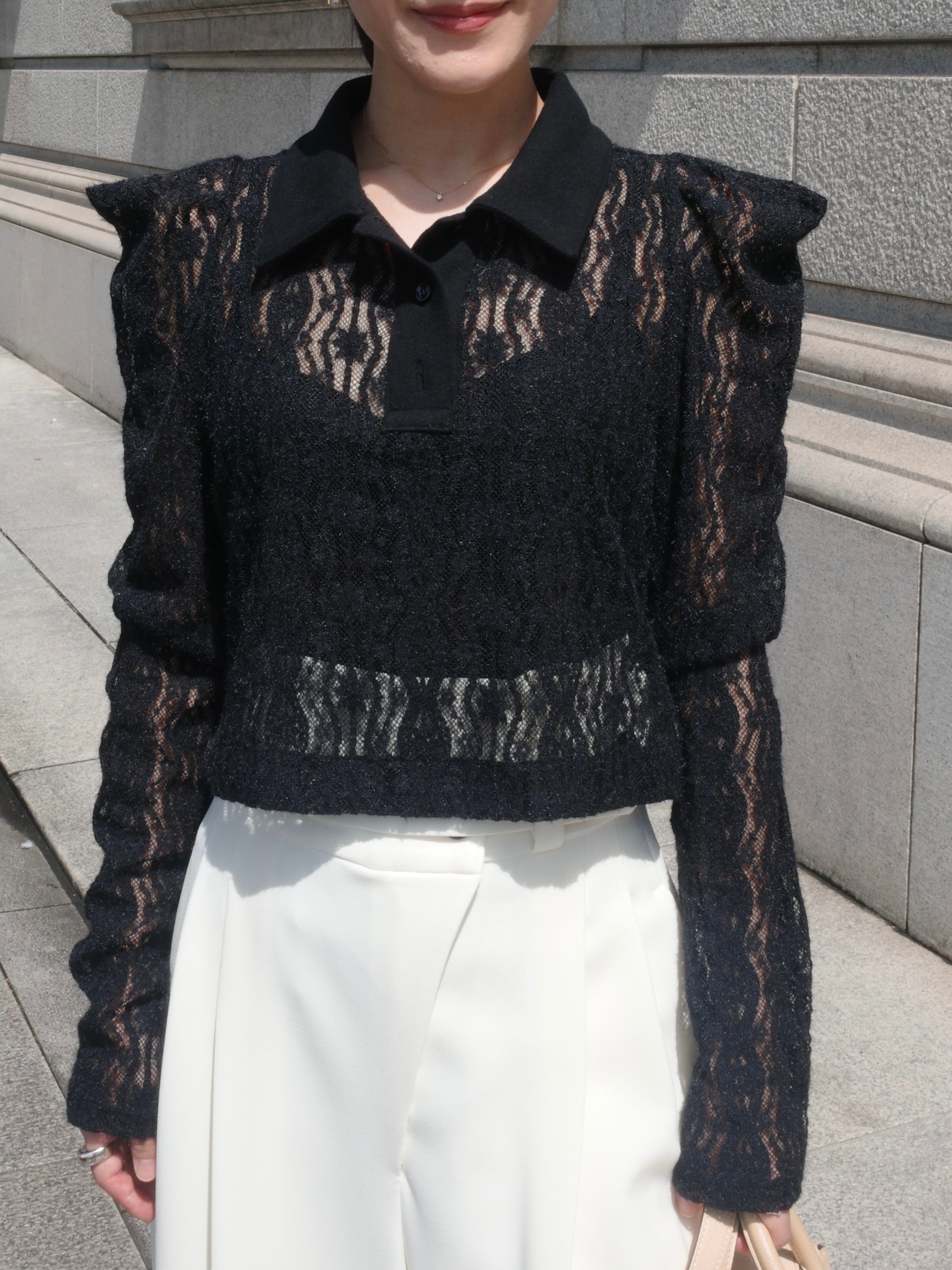 【予約】lace polo / black (11月下旬発送予定)