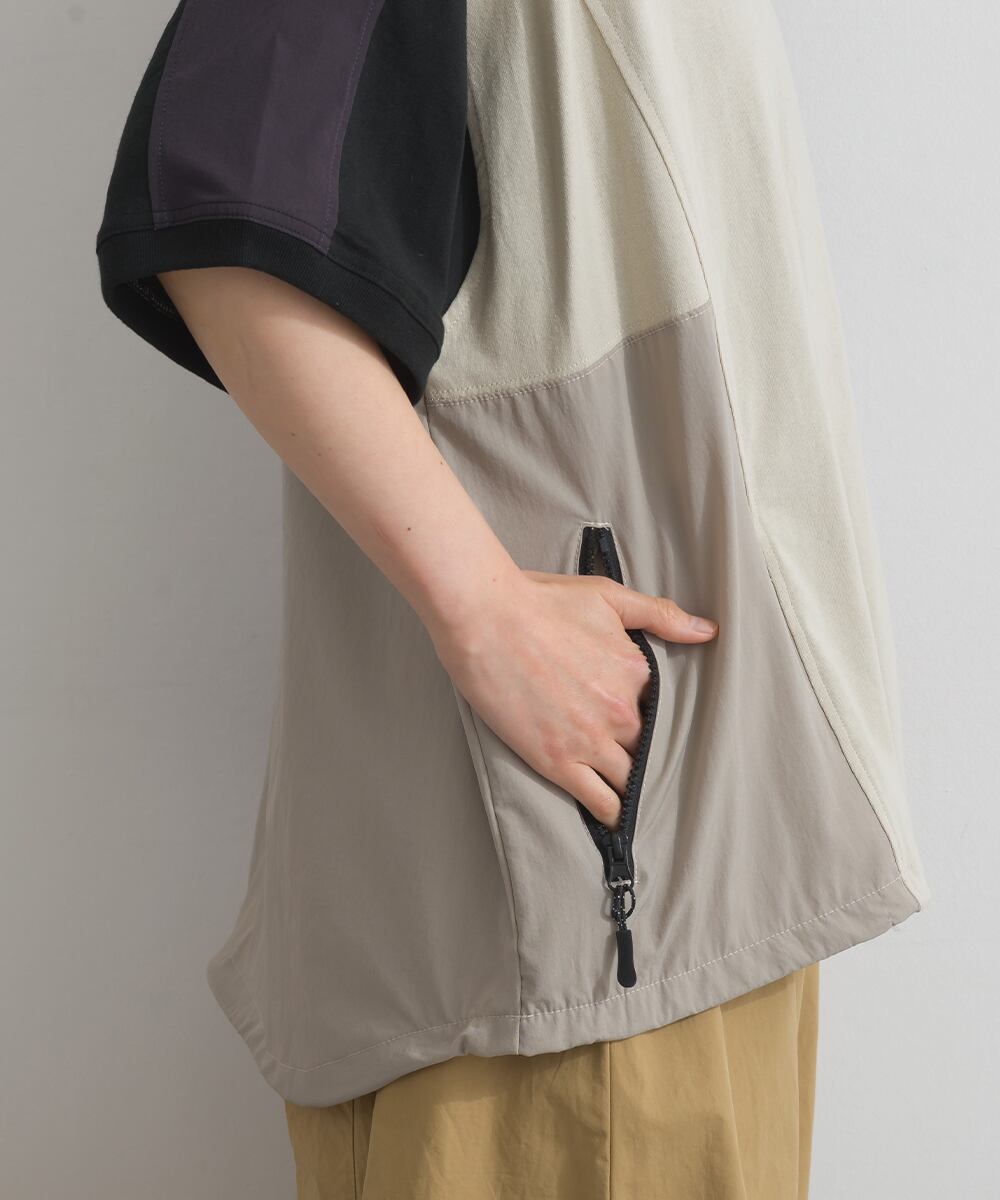 K261105 ナイロン切替ドロストプルオーバー / Nylon Panel Drawstring