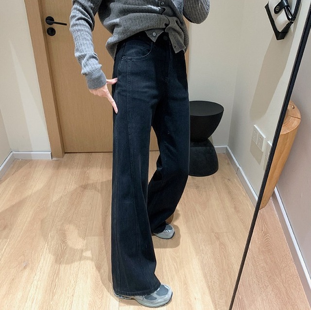 2タイプ ハイウエスト ワイド デニムパンツ レディース パンツ ボトムス Gパン ロングパンツ ロング フレア ブーツカット ファスナー ポケット ハイウエスト ボタン デニム ブルーデニム カラーデニム 裏起毛 かわいい 大人可愛い シンプル カジュアル おしゃれ こなれ感 ボーイッシュ 無地 春 夏 秋 冬 ママ 通勤 学生 学校 通学 デート お出かけ 旅行 公園 女子会 休日 ショッピング カフェ 美脚 脚長 普段使い 着回し 定番 25 26 27 28 29 30 黒 ブラック デニムブルー