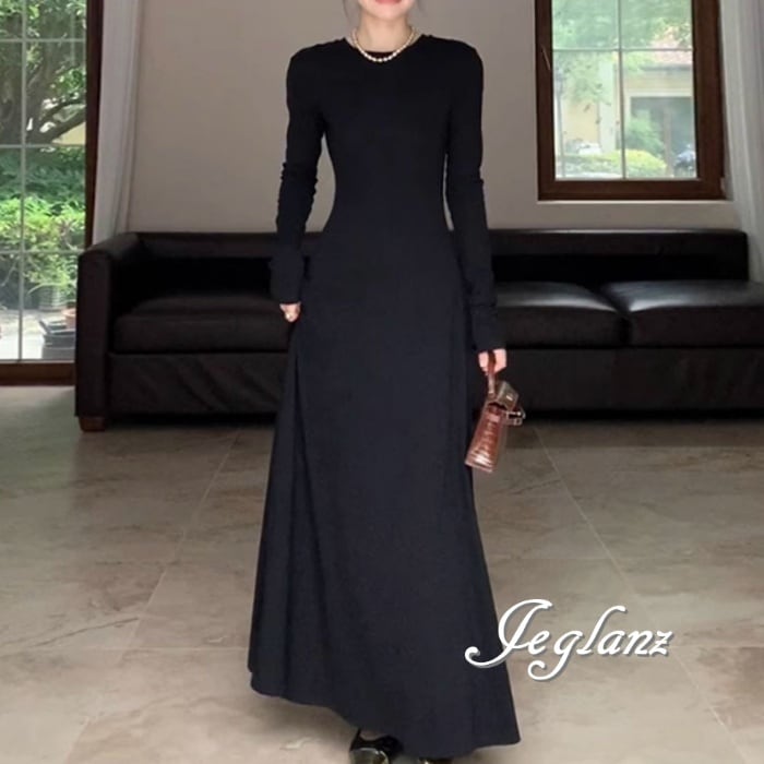 マキシ丈 ワンピース バックシャン リボン きれいめ ブラックドレス ♪(M4784)ζ