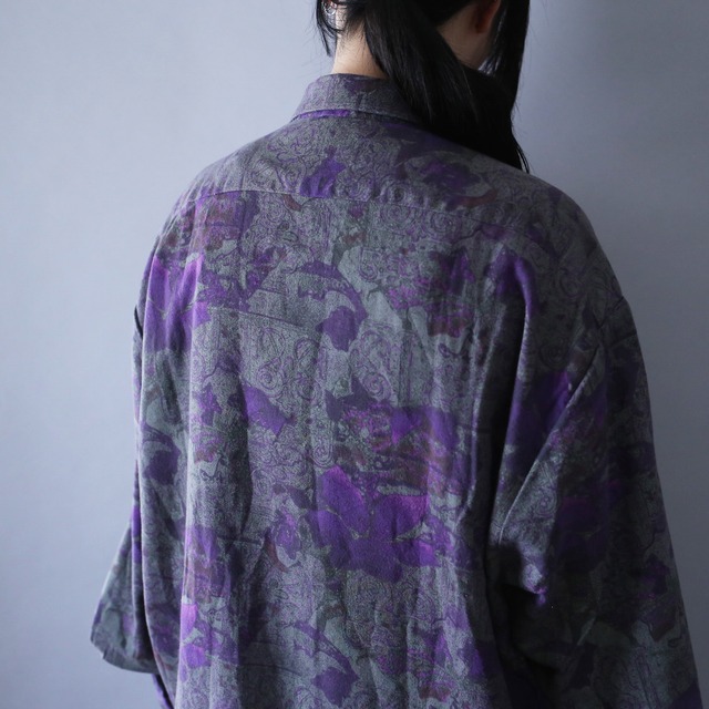 flower and wall painting motif art pattern over silhouette shirt