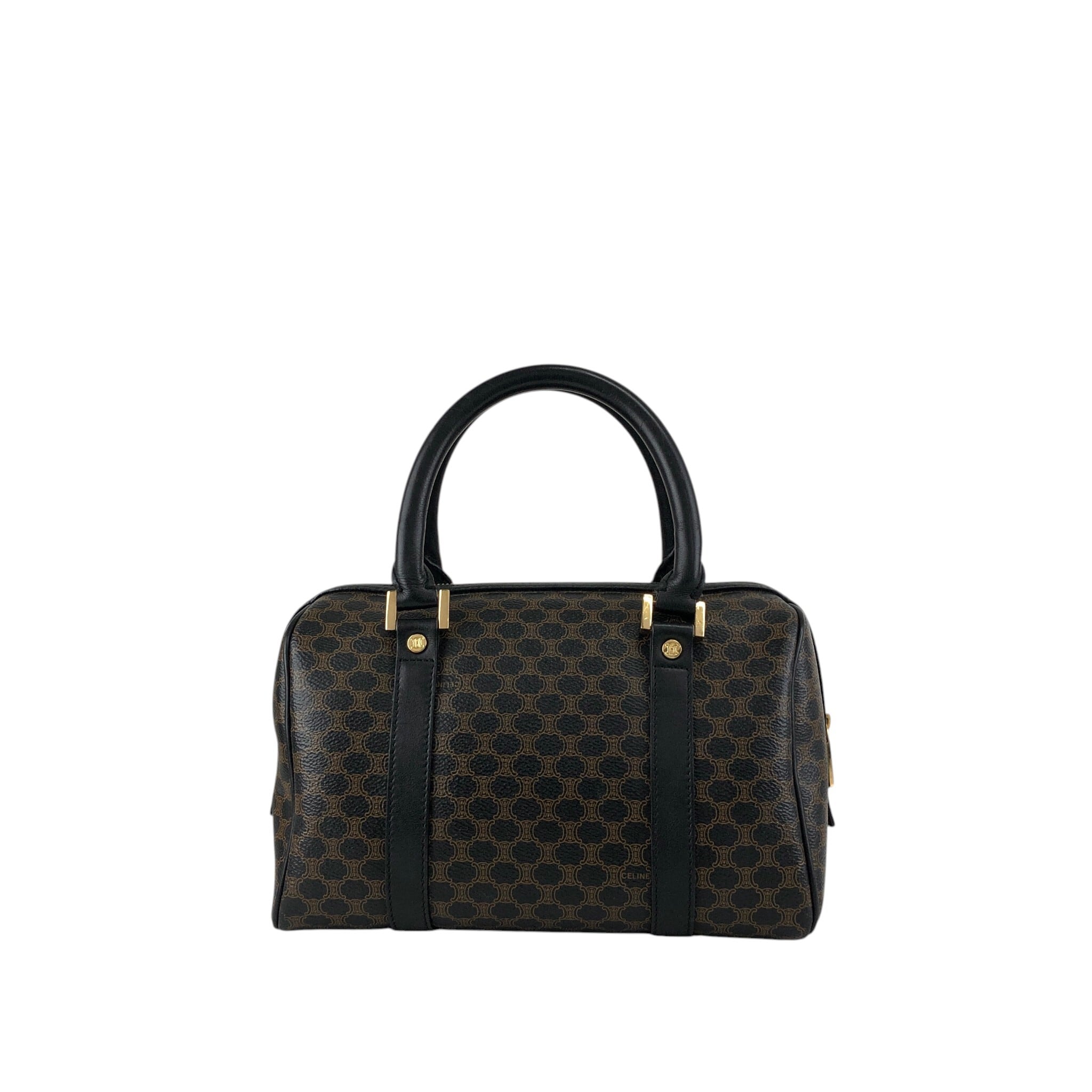 CELINE セリーヌ マカダム ハンドバッグ ブラック PVC レザー ミニ