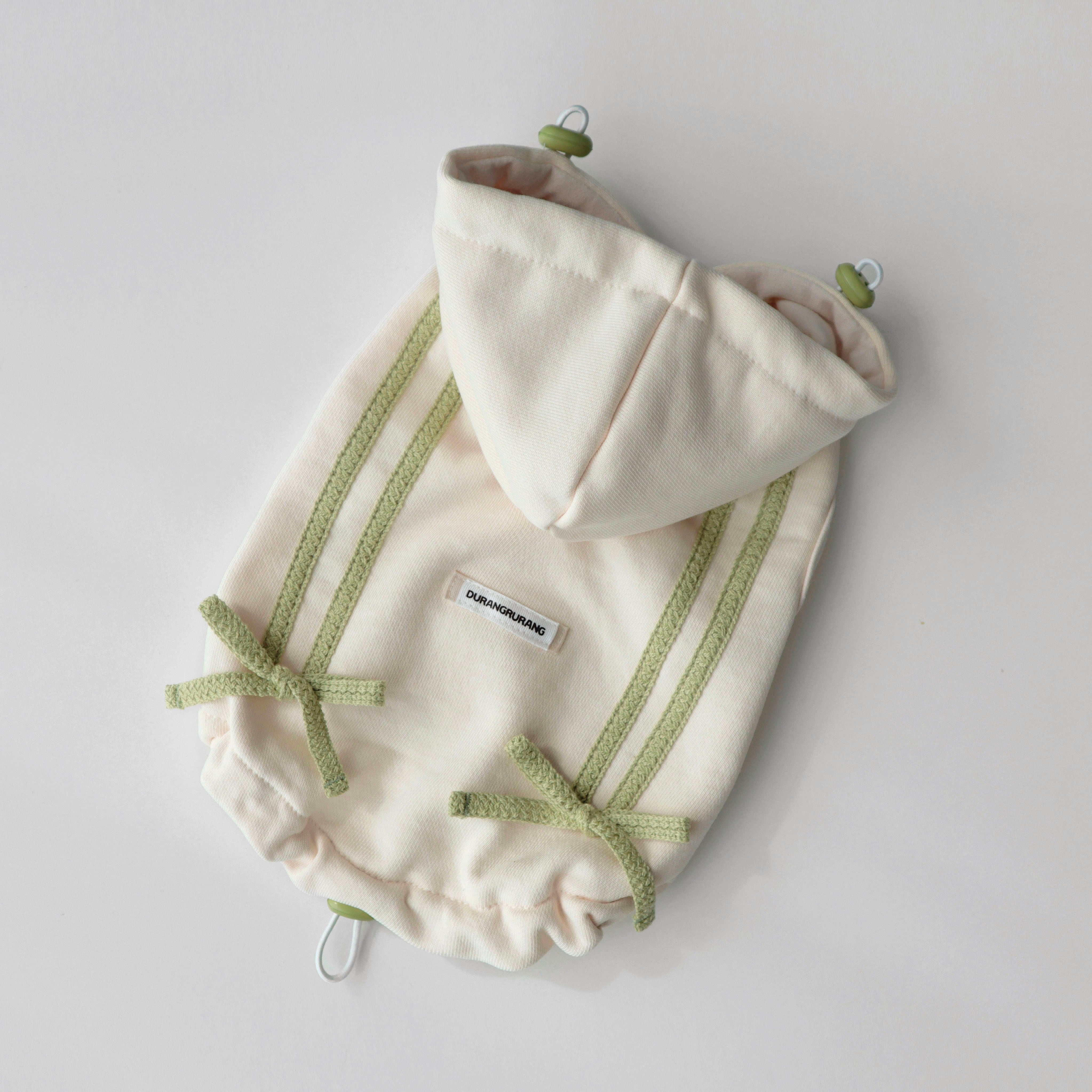 S/即納【DURANG RURANG】RIBBON HOODIE JACKET (Cream)