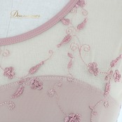 バレエ 衣装 レオタード レース 刺繍 ピンク系 くすみピンク レッスン 練習着 レッスンウエア 半袖 L かわいい 大人用 レオタード トレーニング スポーツウェア おしゃれ 女性用 バレエレオタード 柔らかい 透け感 ダンス衣装