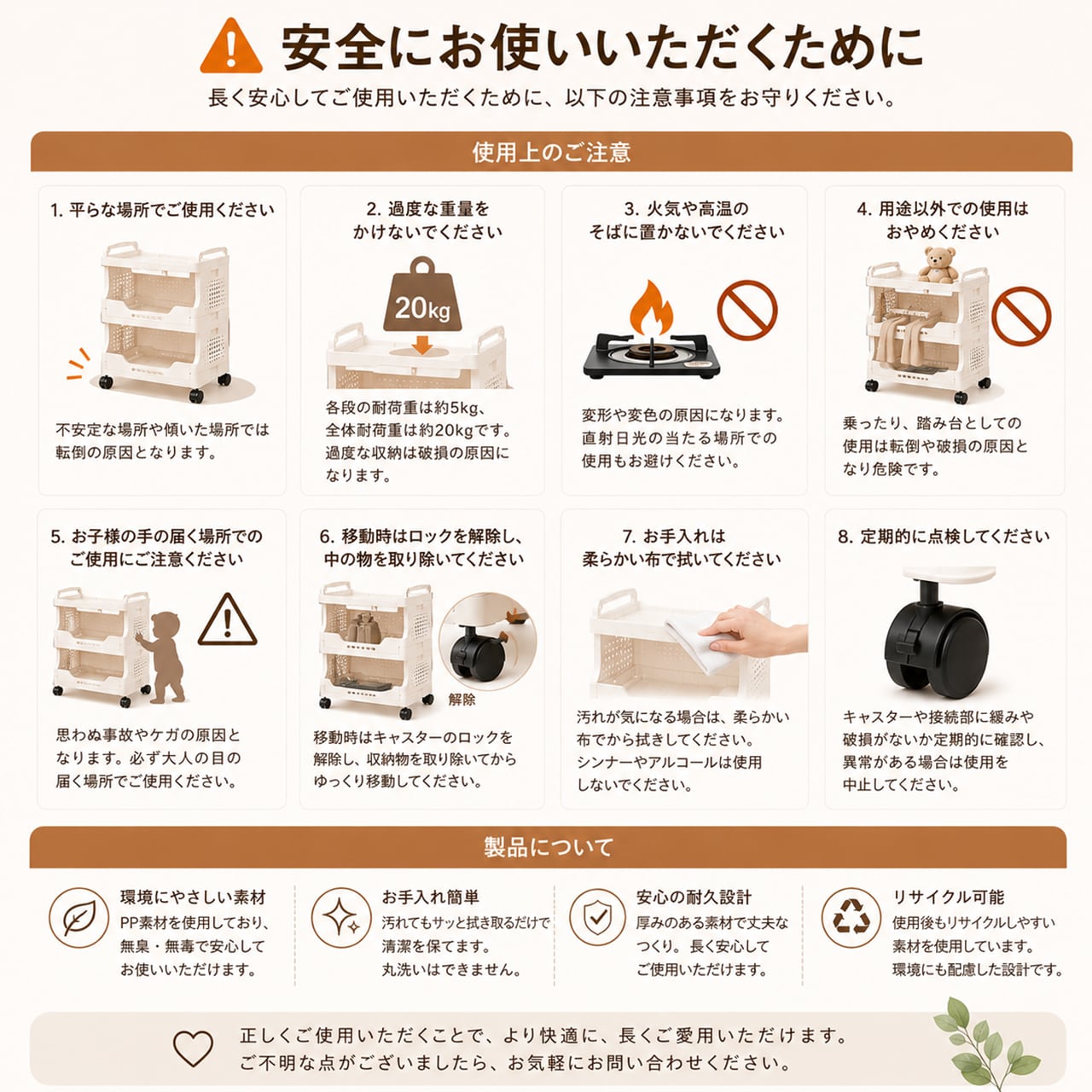 J347 .多段収納ワゴン キャスター付き｜家庭用 リビング お菓子