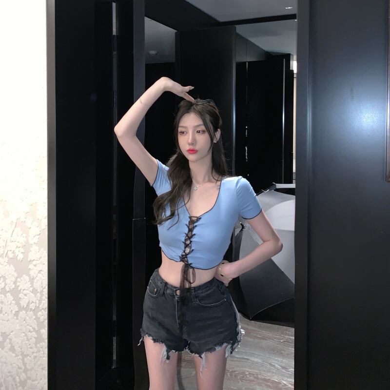 Tシャツ シャツ ショートロングスプリングサマーブラウス 長袖 春物 夏物 ブラックストロベリース60065072695