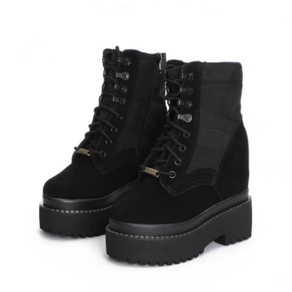 人気商品】ワークブーツ12cm ブラック | 厚底シューズ・レディース