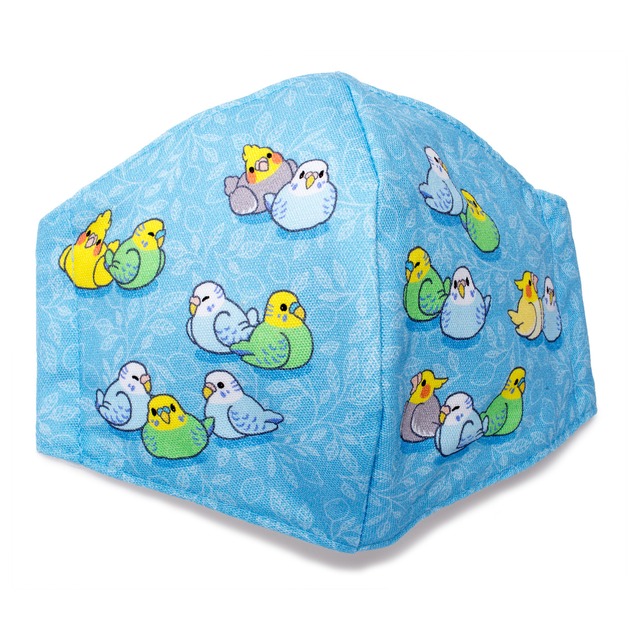 みんなが元気になるマスク 大人用 インコ ゼニスブルー マスク 三層構造 抗ウイルス 抗菌 防臭 日本製 立体 EM-501B