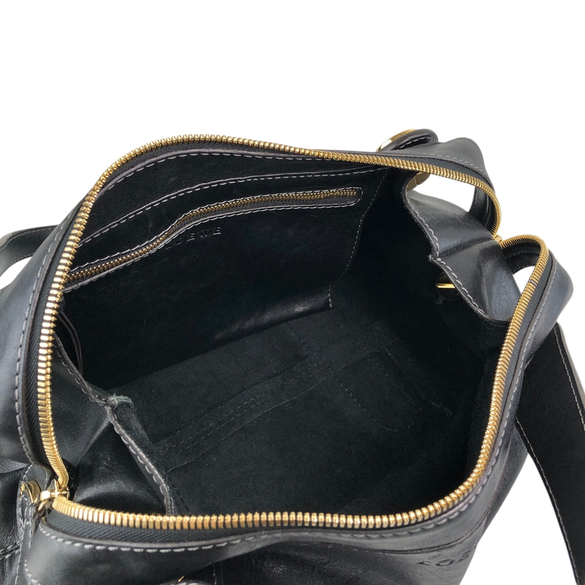 LOEWE ロエベ ハンドバッグ ブラック アナグラム レザー vintage