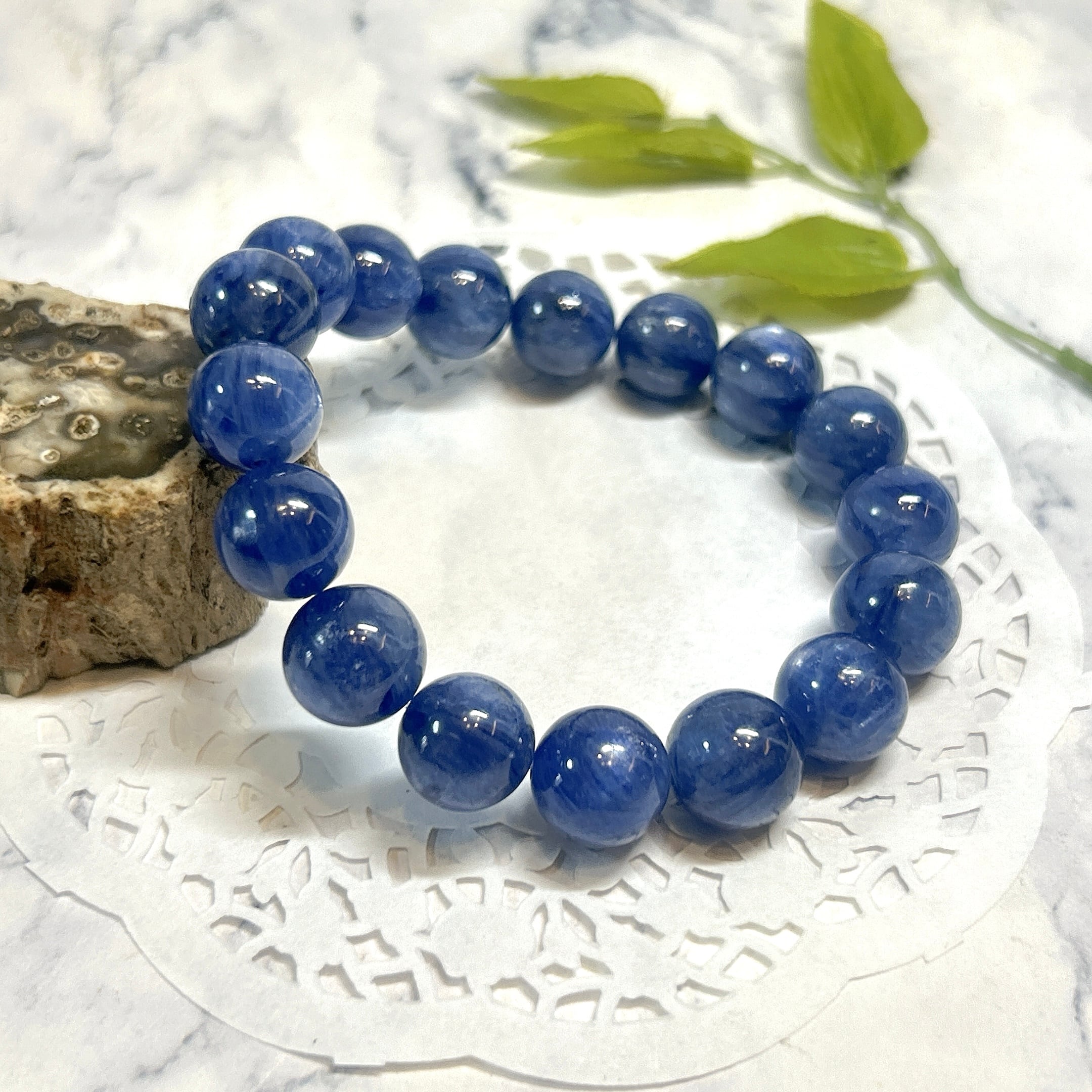 きゃびあ ブレスレット 100616】カイヤナイト 12-13㎜ シラー ブレスレット Kyanite bracelet