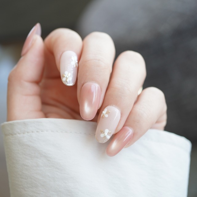 プレミアムネイルチップ10枚セット【#414】ミルキーピンク/ミディアムオーバル/繰り返し使え長持ちするネイルチップ /NZ035