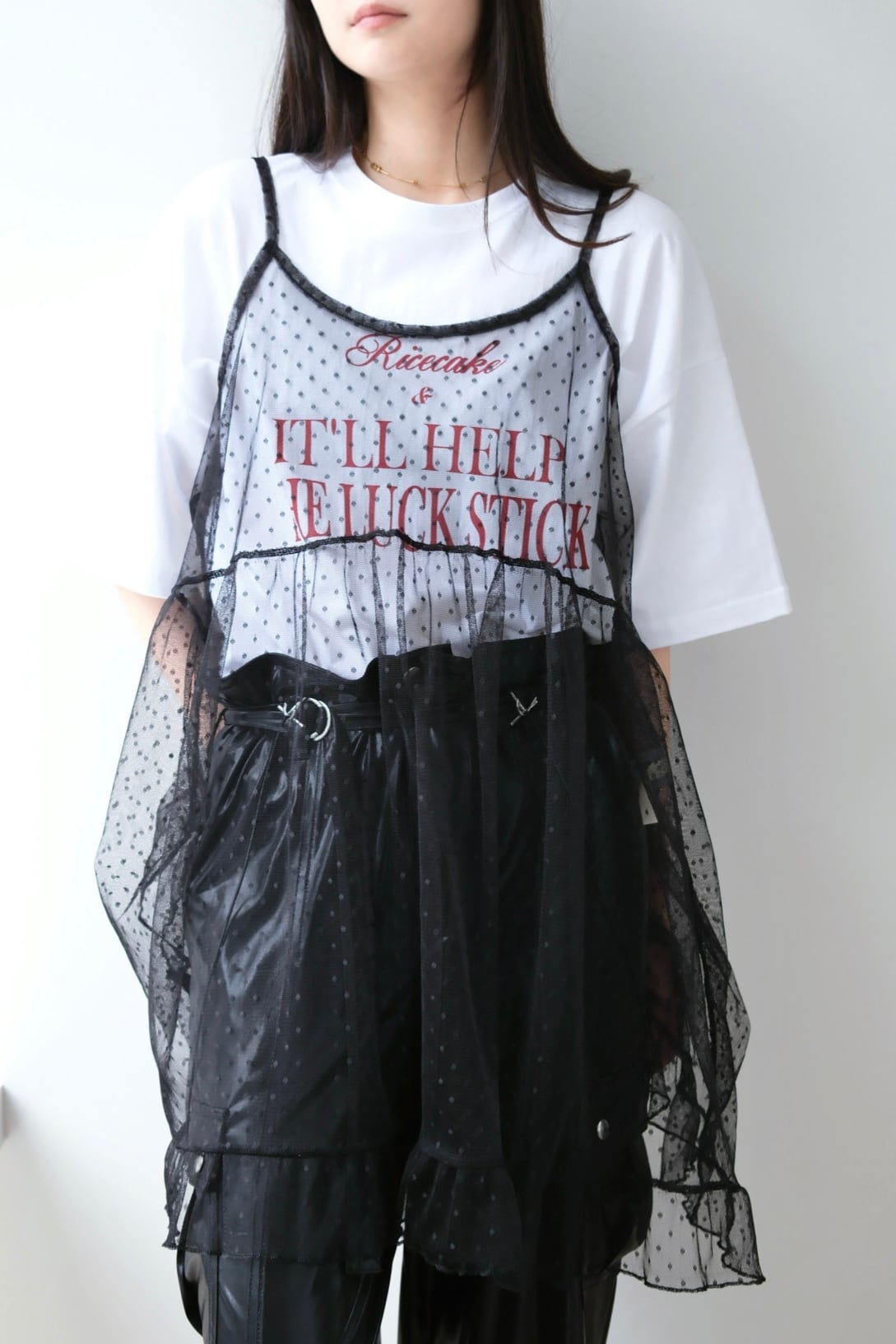 Dot mesh camisole ドットメッシュキャミ Black | planet3rd
