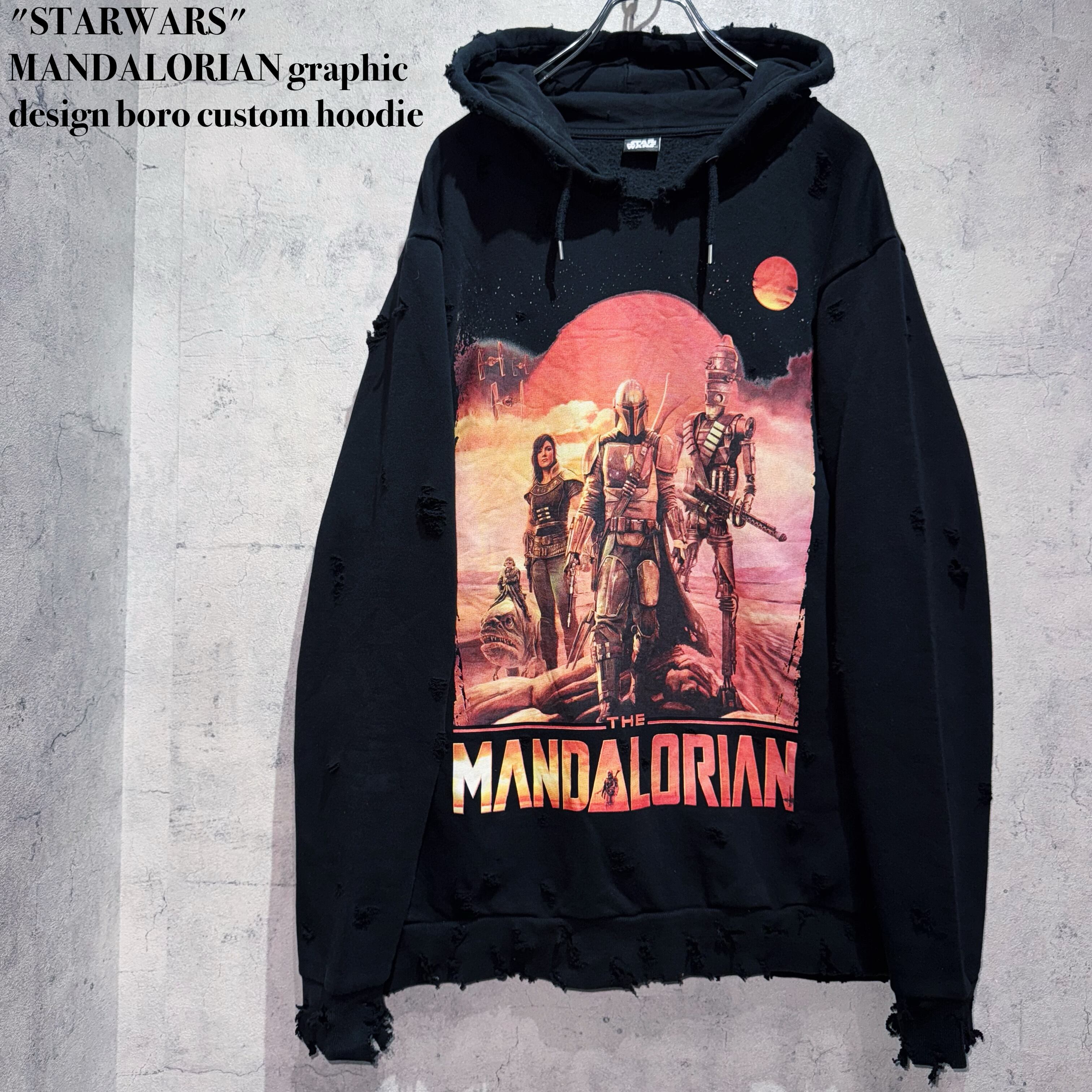 "STARWARS"MANDALORIAN graphic design boro custom hoodie