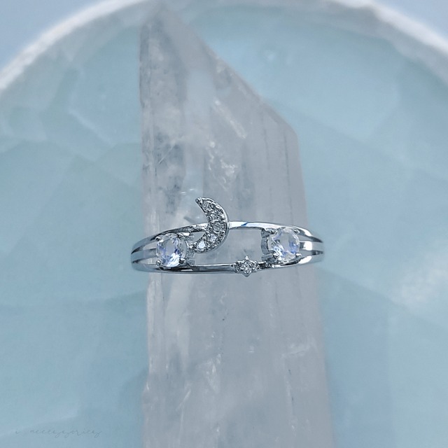 moon light. - silver925／free size ring.