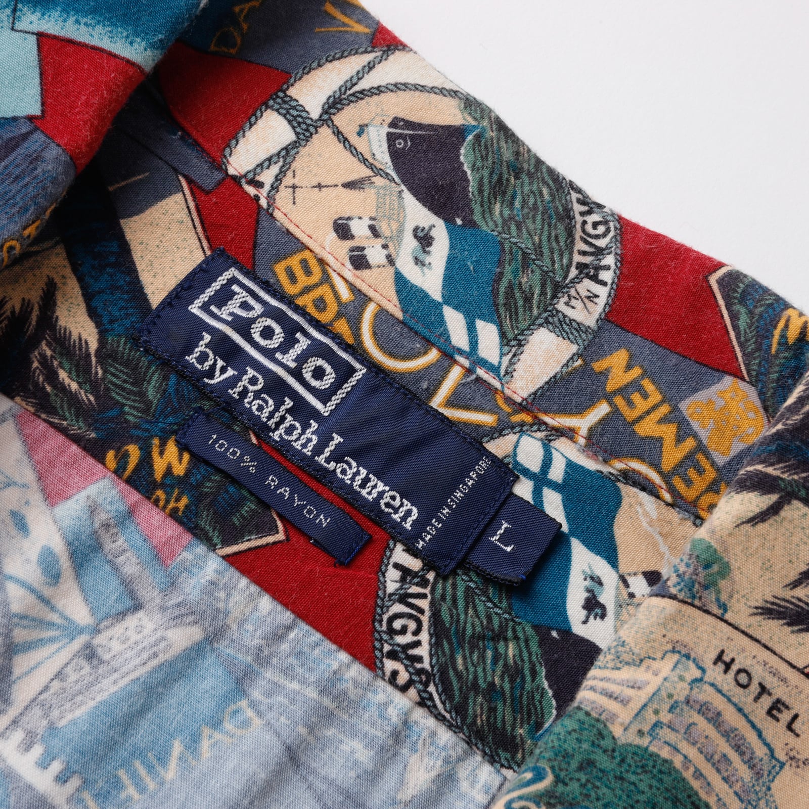 極美品】90s Ralph Lauren special rayon open collar shirt big size