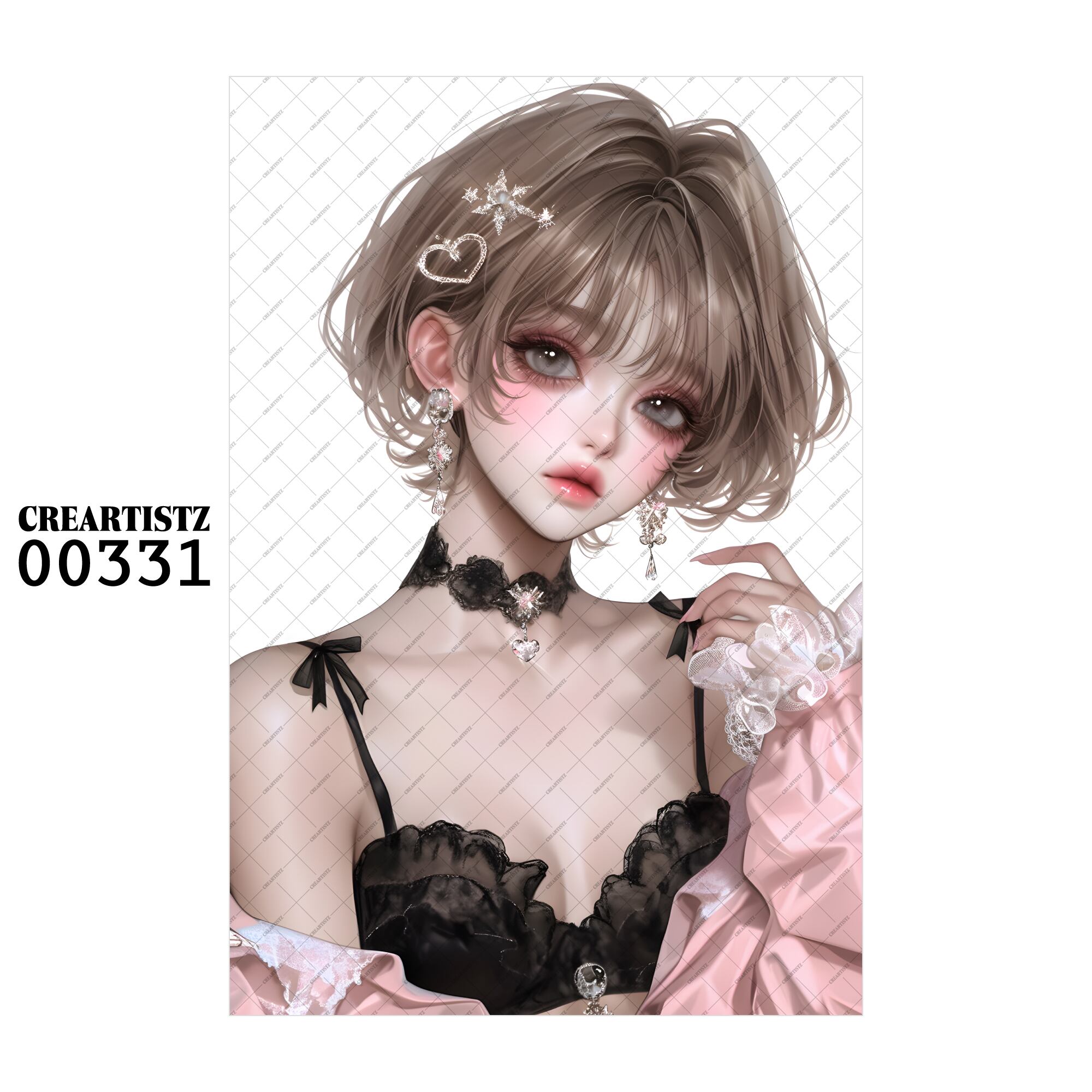 00331 ガール キュート オリジナル ペーパー/ステッカー 4枚セット CREARTISTZ