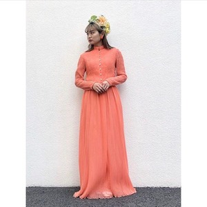 60's 70's fresh orange long dress