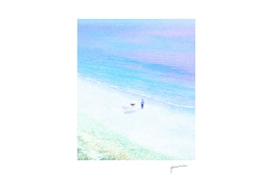 【先行予約】海辺を犬と散歩する景色を描いた、Tシャツ
