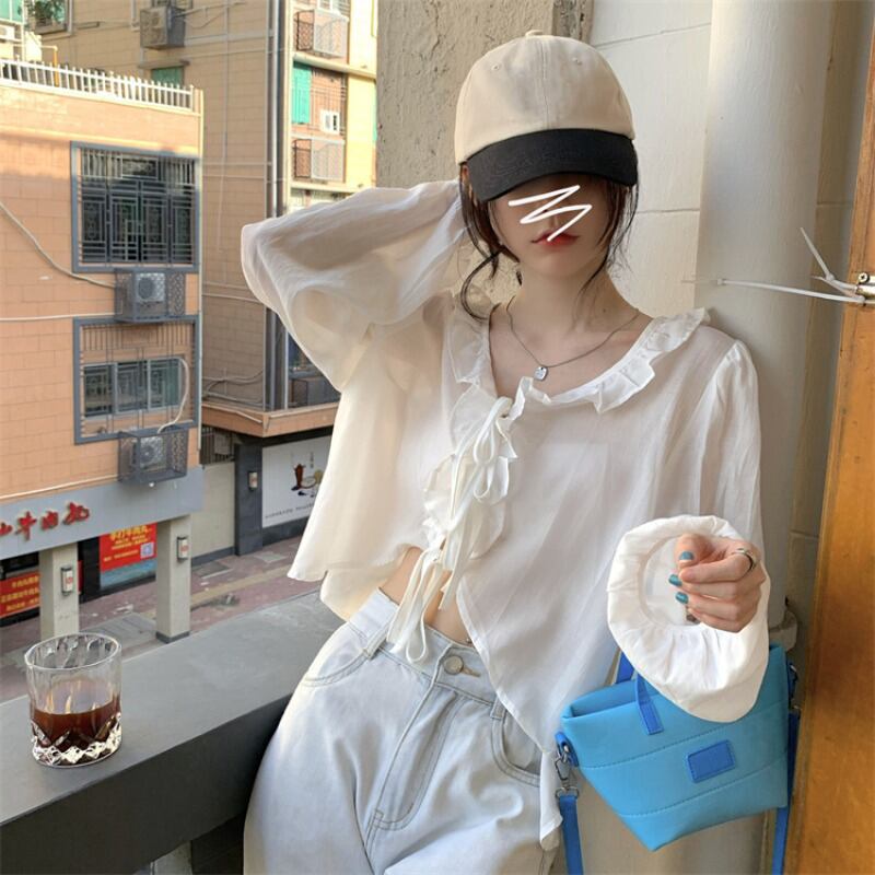 シャツ サマーショートホワイトトップス ロング 夏物 ブラックストロベリース8360926179