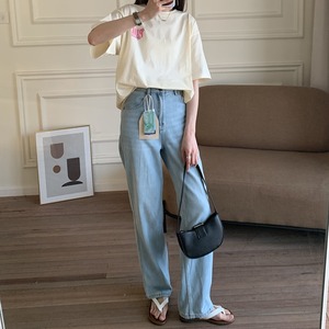 夏向きジーンズ ヨモギ抗菌 サイズ豊富 レディース パンツ ボトムス Gパン ストレートパンツ デニムパンツ ロング丈 ストレート 5ポケット ファスナー ハイウエスト ウォッシュ加工 色落ち感 ブルーデニム 薄手 大人可愛い きれいめ シンプル カジュアル 上品 おしゃれ かっこいい ボーイッシュ ベーシック 無地 春 夏 ママ 女の子 学生 学校 通学 デート お出かけ 公園 女子会 休日 体型カバー 脚長 普段使い 着回し 定番 XS S M L XL 2XL 小さいサイズ 大きいサイズ ブルー