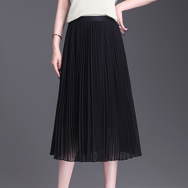 シフォン プリーツ スカート ブラック 250306