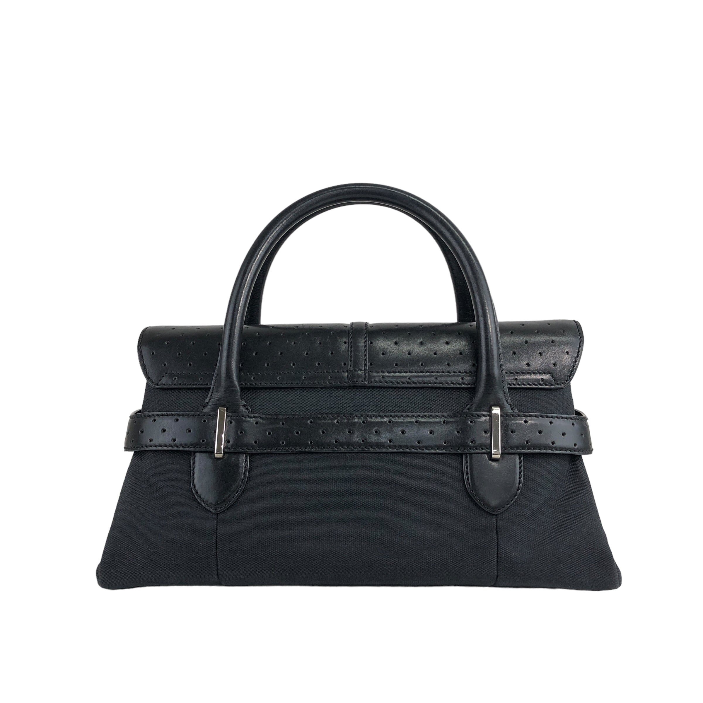 GUCCI グッチ ハンドバッグ ブラック GGロゴ レザー キャンバス