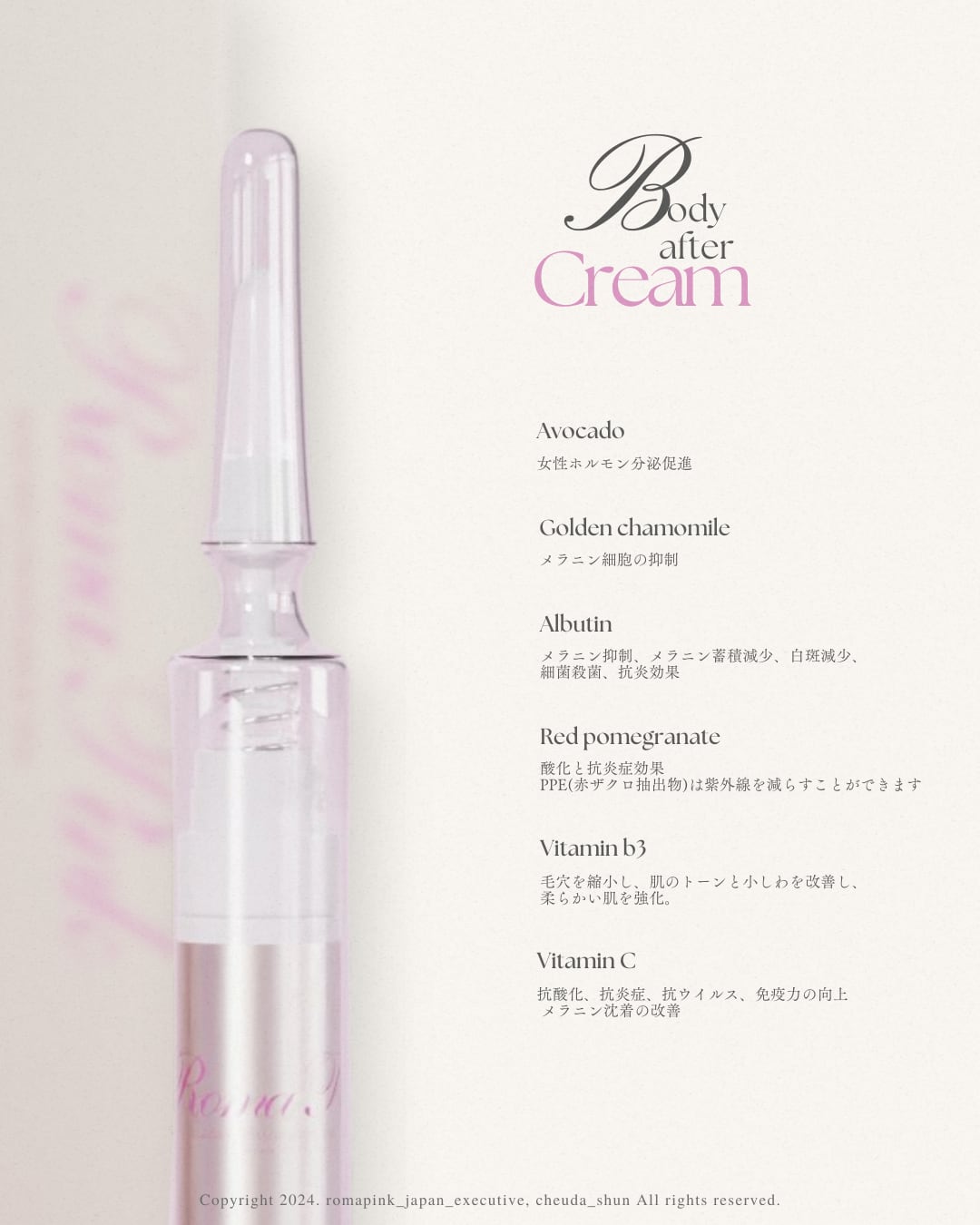 Roma Pink バストアフタークリーム4本セット 新品】Roma Pink ボディ